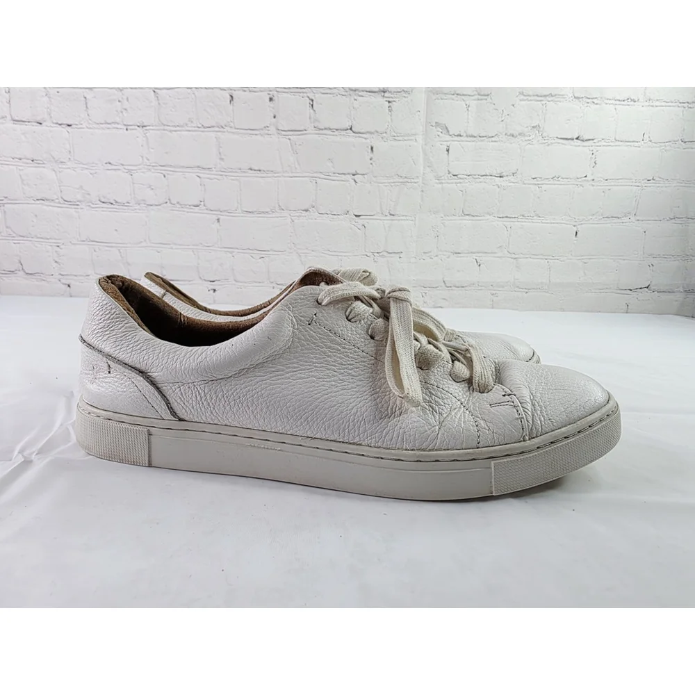 Frye Ivy Low Lace Luxe Tumnled White Leather Sneakers Shoes Women's Size 10